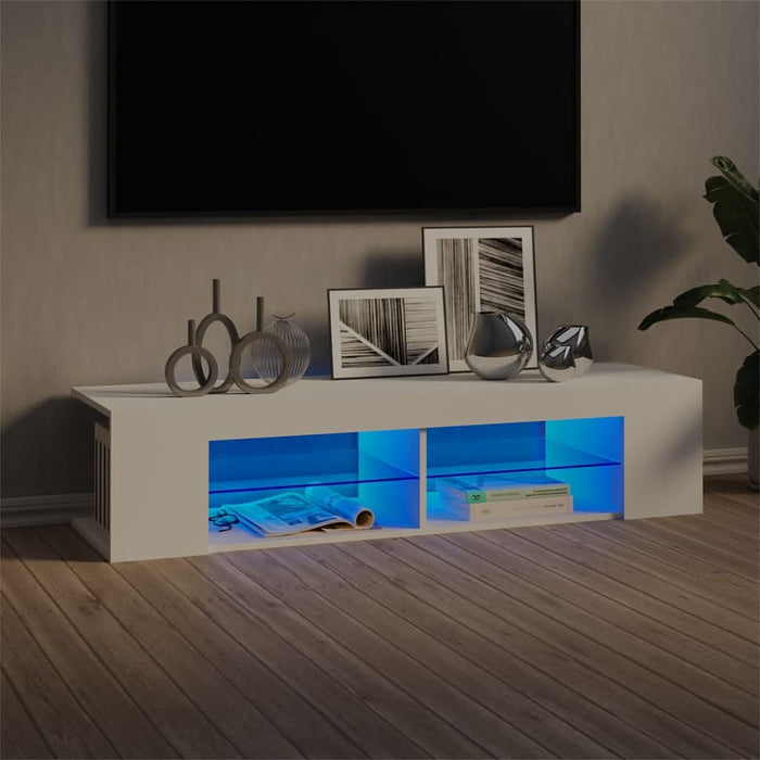 Comodă TV cu lumini LED, alb, 135x39x30 cm - WALTI WALTI