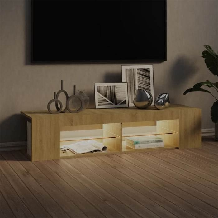 Comodă TV cu lumini LED, stejar Sonoma, 135x39x30 cm - WALTI WALTI