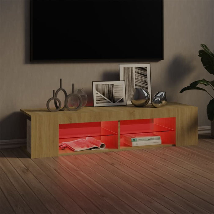 Comodă TV cu lumini LED, stejar Sonoma, 135x39x30 cm - WALTI WALTI