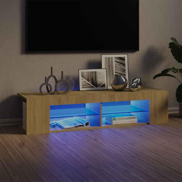 Comodă TV cu lumini LED, stejar Sonoma, 135x39x30 cm - WALTI WALTI