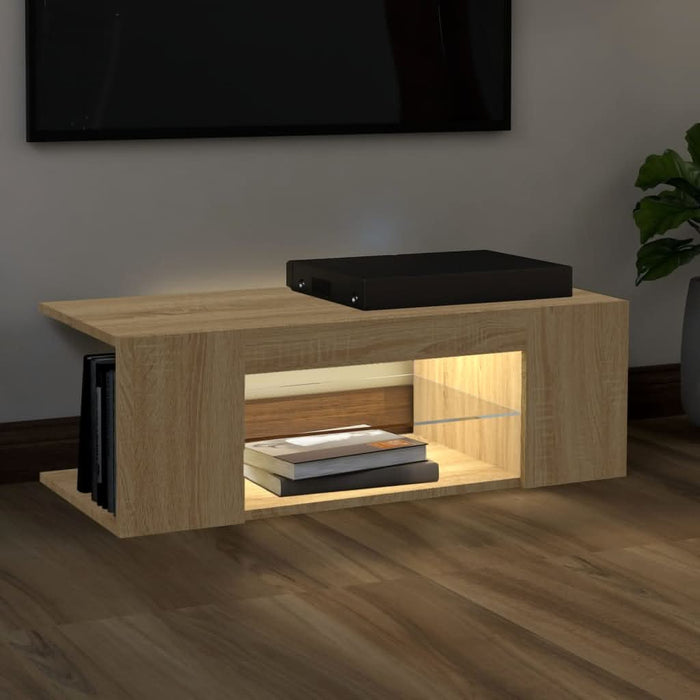 Comodă TV cu lumini LED, stejar Sonoma, 90x39x30 cm - WALTI WALTI