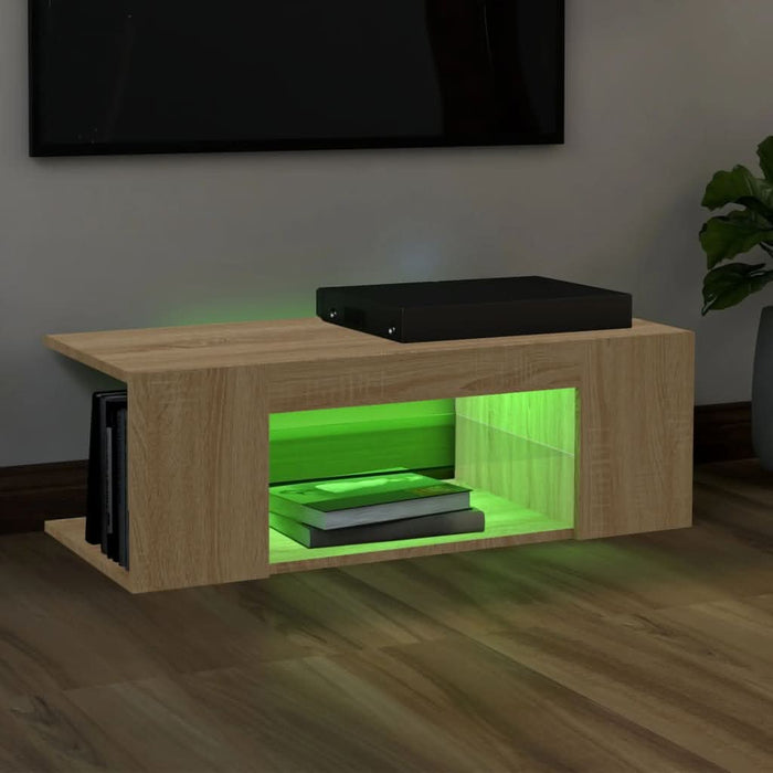 Comodă TV cu lumini LED, stejar Sonoma, 90x39x30 cm - WALTI WALTI