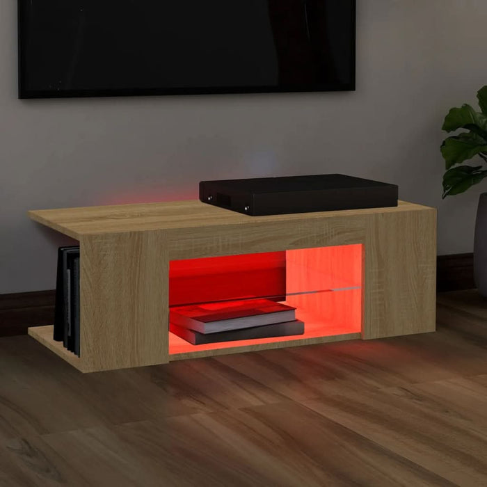 Comodă TV cu lumini LED, stejar Sonoma, 90x39x30 cm - WALTI WALTI