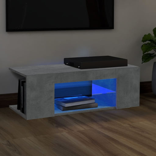 Comodă TV cu lumini LED, gri beton, 90x39x30 cm - WALTI WALTI