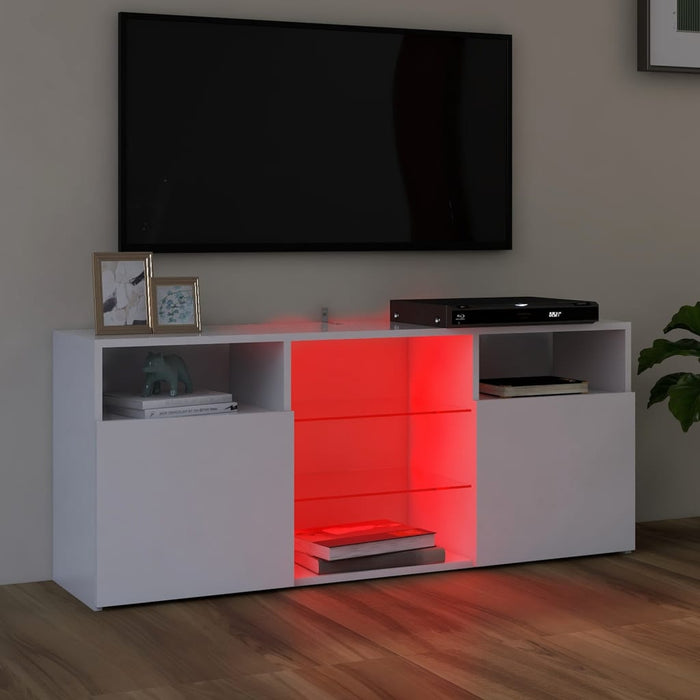 Comodă TV cu lumini LED, alb extralucios, 120x30x50 cm - WALTI WALTI