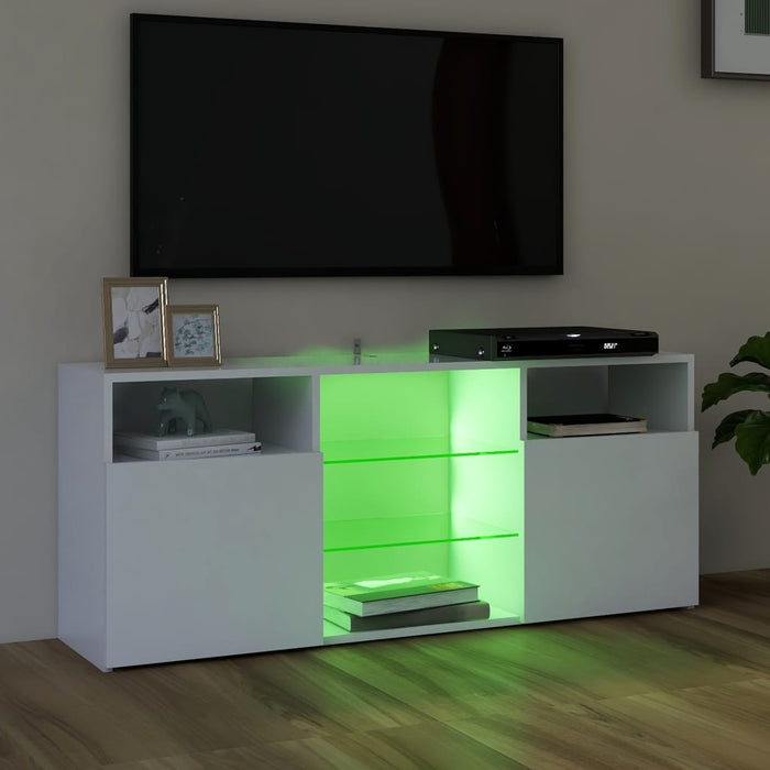 Comodă TV cu lumini LED, alb extralucios, 120x30x50 cm - WALTI WALTI