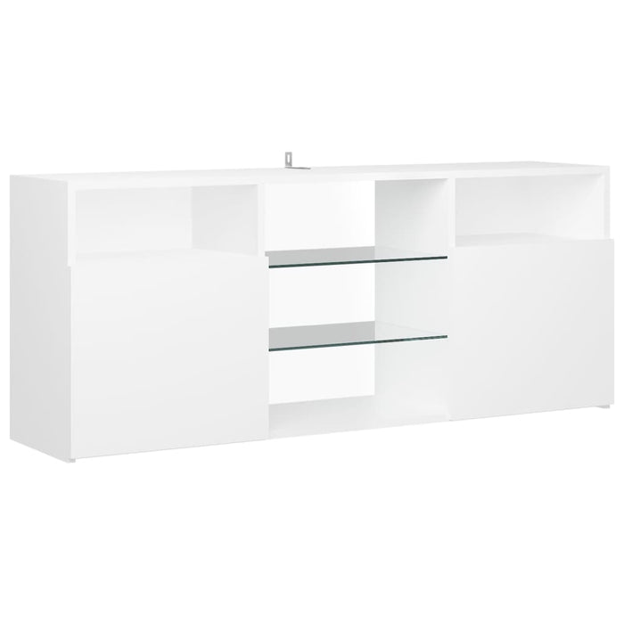 Comodă TV cu lumini LED, alb extralucios, 120x30x50 cm - WALTI WALTI
