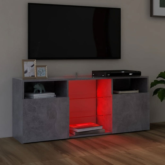 Comodă TV cu lumini LED, gri beton, 120x30x50 cm - WALTI WALTI