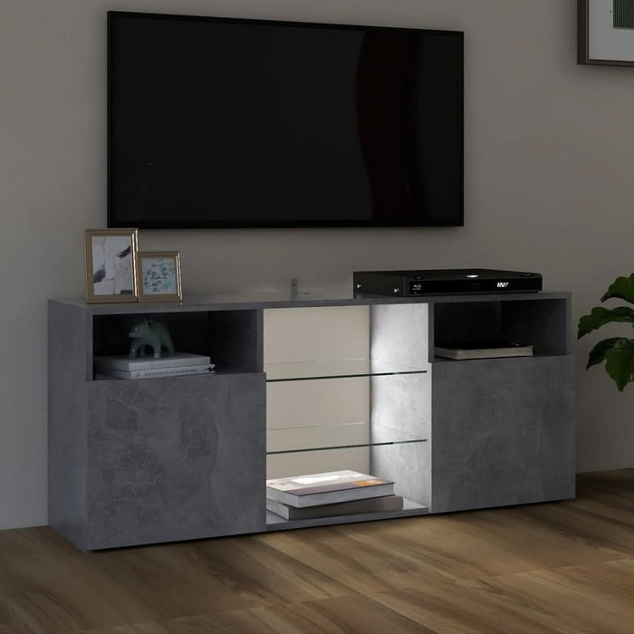 Comodă TV cu lumini LED, gri beton, 120x30x50 cm - WALTI WALTI