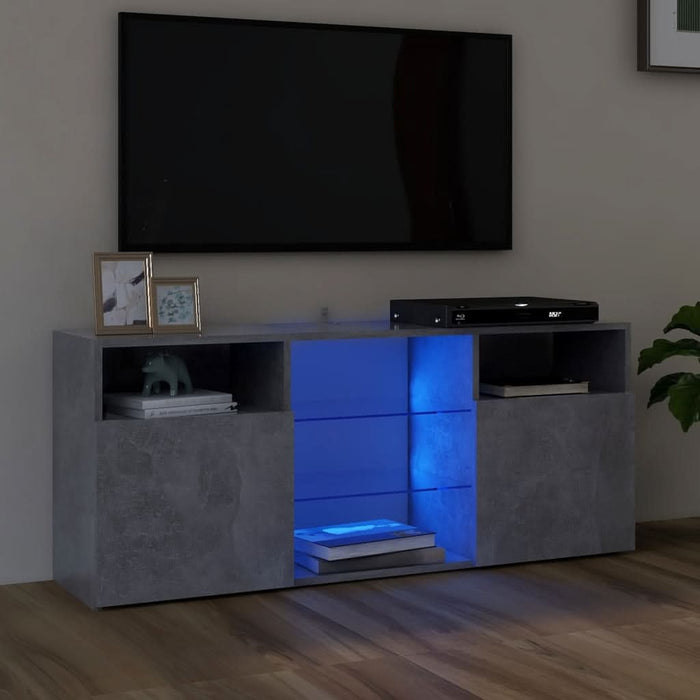 Comodă TV cu lumini LED, gri beton, 120x30x50 cm - WALTI WALTI
