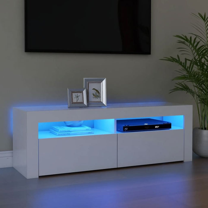Comodă TV cu lumini LED, alb, 120x35x40 cm - WALTI WALTI