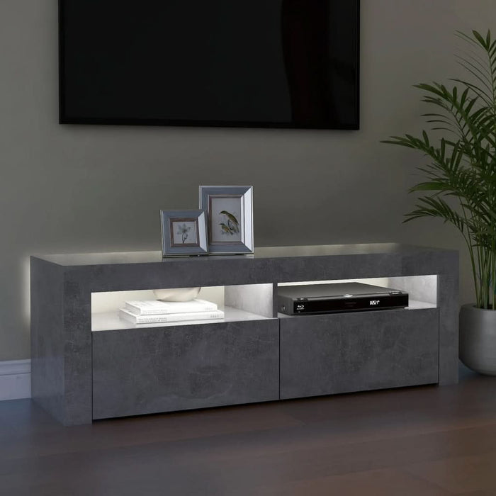 Comodă TV cu lumini LED, gri beton, 120x35x40 cm - WALTI WALTI