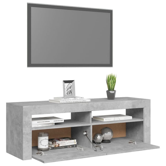 Comodă TV cu lumini LED, gri beton, 120x35x40 cm - WALTI WALTI