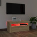 Comodă TV cu lumini LED, stejar Sonoma, 90x35x40 cm - WALTI WALTI