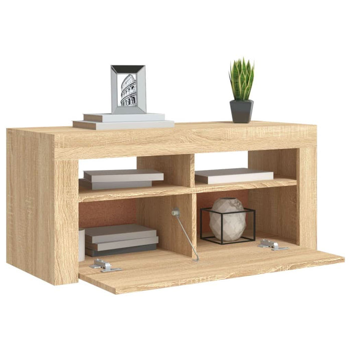 Comodă TV cu lumini LED, stejar Sonoma, 90x35x40 cm - WALTI WALTI