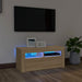 Comodă TV cu lumini LED, stejar Sonoma, 90x35x40 cm - WALTI WALTI