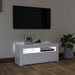 Comodă TV cu lumini LED, alb extralucios, 90x35x40 cm - WALTI WALTI