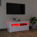Comodă TV cu lumini LED, alb extralucios, 90x35x40 cm - WALTI WALTI