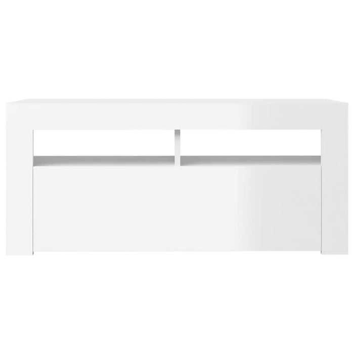 Comodă TV cu lumini LED, alb extralucios, 90x35x40 cm - WALTI WALTI