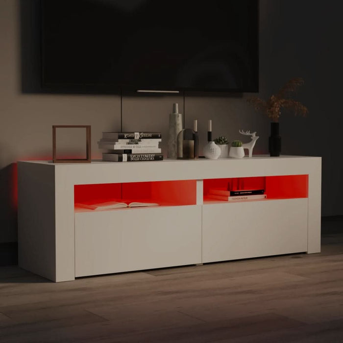 Comodă TV cu lumini LED, alb, 120x35x40 cm - WALTI WALTI