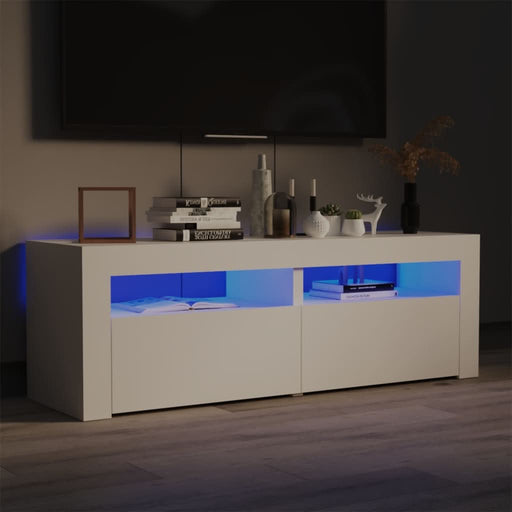 Comodă TV cu lumini LED, alb, 120x35x40 cm - WALTI WALTI
