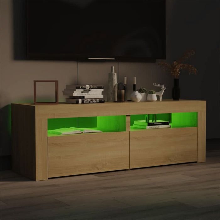 Comodă TV cu lumini LED, stejar Sonoma, 120x35x40 cm - WALTI WALTI
