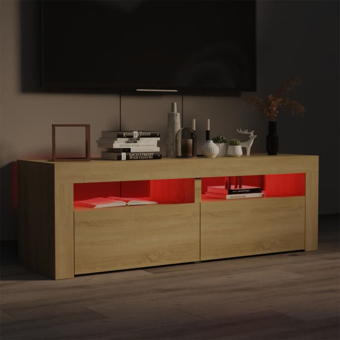 Comodă TV cu lumini LED, stejar Sonoma, 120x35x40 cm - WALTI WALTI