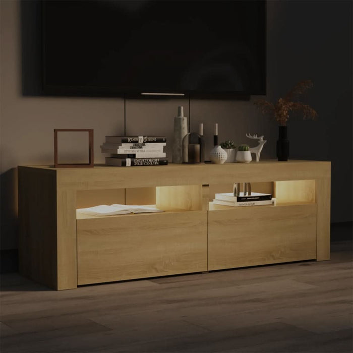 Comodă TV cu lumini LED, stejar Sonoma, 120x35x40 cm - WALTI WALTI