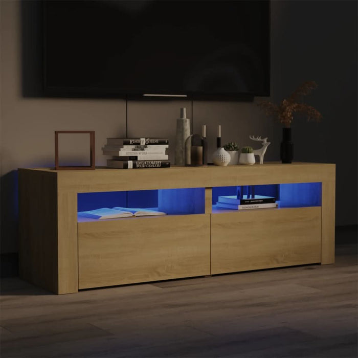 Comodă TV cu lumini LED, stejar Sonoma, 120x35x40 cm - WALTI WALTI