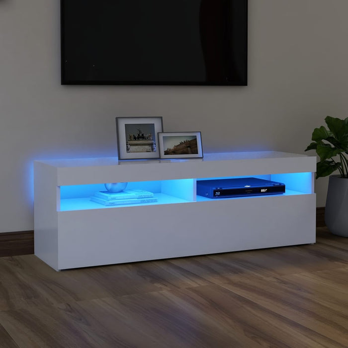 Comodă TV cu lumini LED, alb, 120x35x40 cm - WALTI WALTI