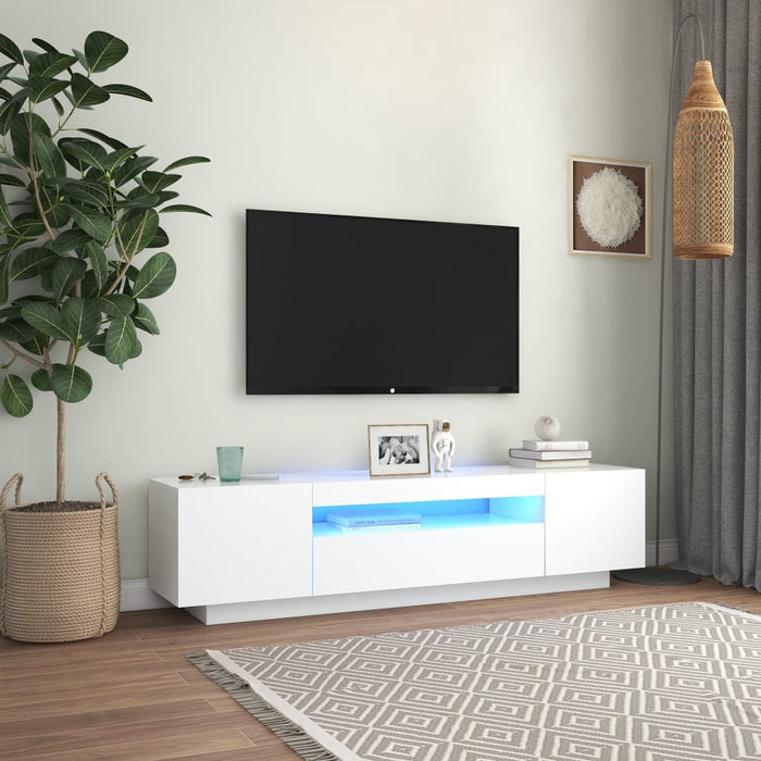 Comodă TV cu lumini LED, alb, 160x35x40 cm - WALTI WALTI