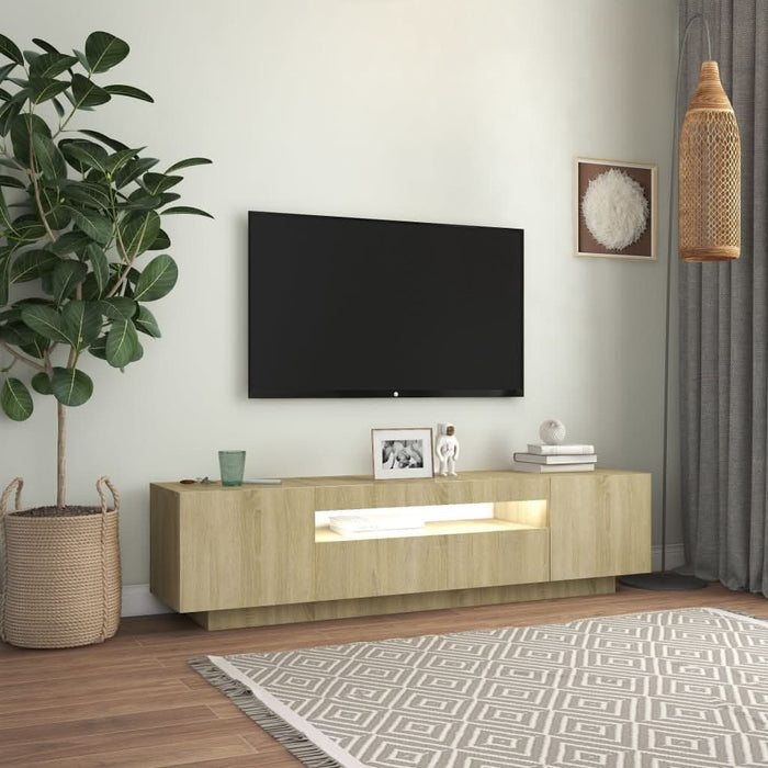 Comodă TV cu lumini LED, stejar sonoma, 160x35x40 cm - WALTI WALTI