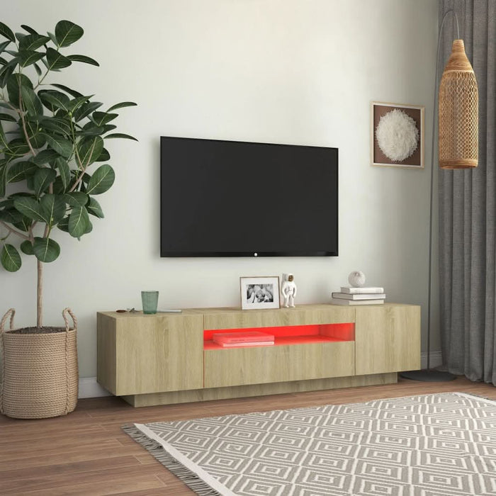 Comodă TV cu lumini LED, stejar sonoma, 160x35x40 cm - WALTI WALTI