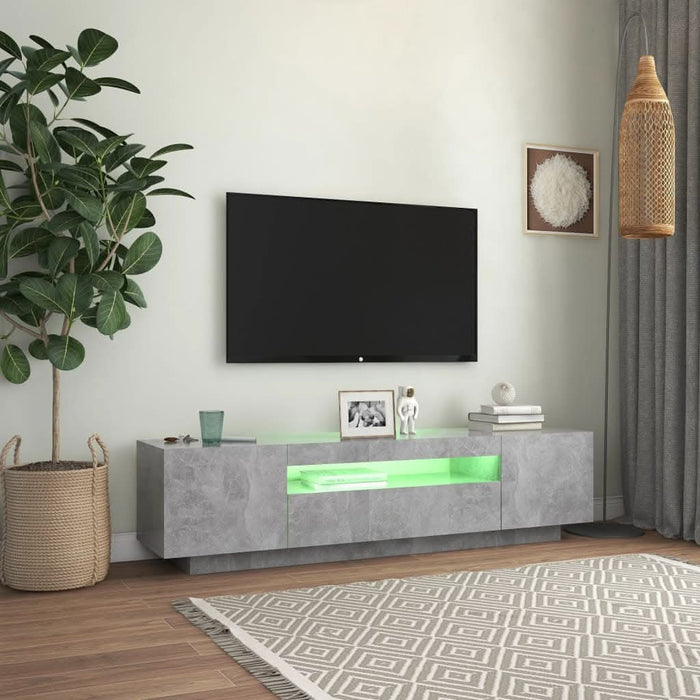 Comodă TV cu lumini LED, gri beton, 160x35x40 cm - WALTI WALTI