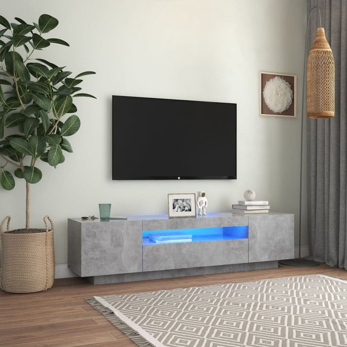 Comodă TV cu lumini LED, gri beton, 160x35x40 cm - WALTI WALTI