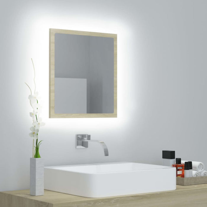 Oglindă de baie cu LED, stejar sonoma, 40x8,5x37 cm, acril - WALTI WALTI