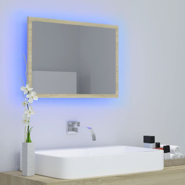 Oglindă de baie cu LED, stejar sonoma, 60x8,5x37 cm, acril - WALTI WALTI