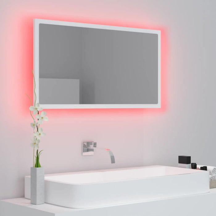 Oglindă de baie cu LED, alb, 80x8,5x37 cm, acril - WALTI WALTI