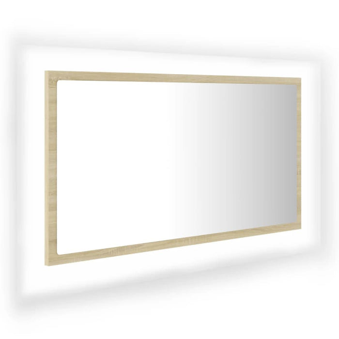 Oglindă de baie cu LED, stejar sonoma, 80x8,5x37 cm, acril - WALTI WALTI