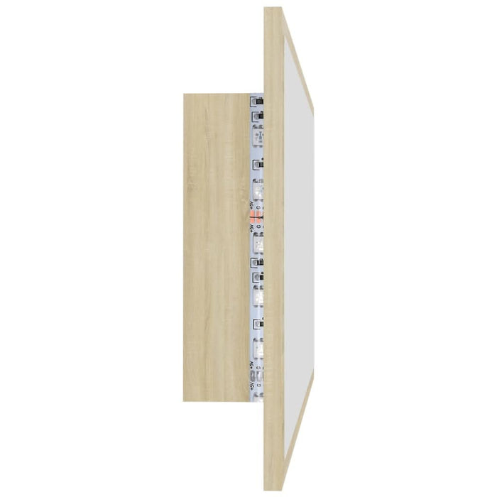 Oglindă de baie cu LED, stejar sonoma, 80x8,5x37 cm, acril - WALTI WALTI
