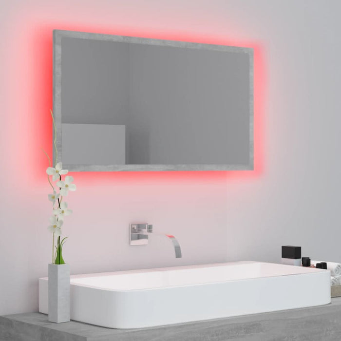 Oglindă de baie cu LED, gri beton, 80x8,5x37 cm, acril - WALTI WALTI
