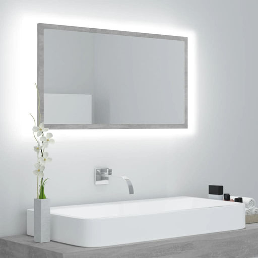 Oglindă de baie cu LED, gri beton, 80x8,5x37 cm, acril - WALTI WALTI
