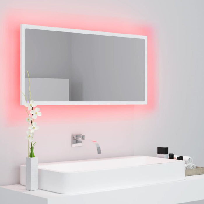 Oglindă de baie cu LED, alb, 90x8,5x37 cm, acril - WALTI WALTI