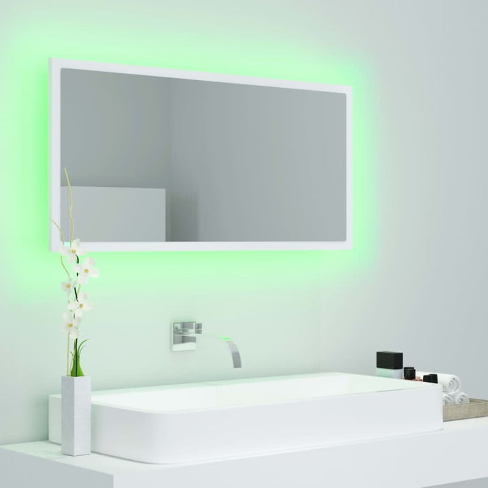 Oglindă de baie cu LED, alb, 90x8,5x37 cm, acril - WALTI WALTI