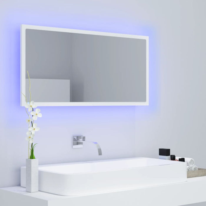 Oglindă de baie cu LED, alb, 90x8,5x37 cm, acril - WALTI WALTI