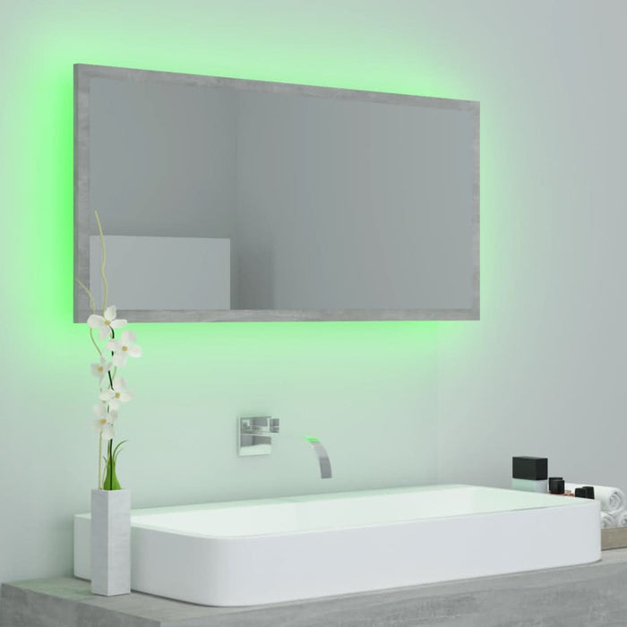 Oglindă de baie cu LED, gri beton, 90x8,5x37 cm, acril - WALTI WALTI