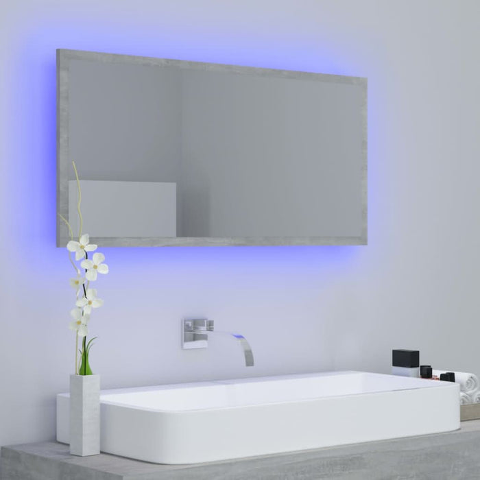 Oglindă de baie cu LED, gri beton, 90x8,5x37 cm, acril - WALTI WALTI