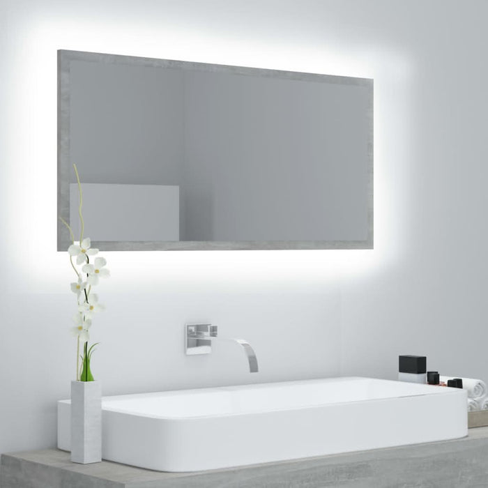 Oglindă de baie cu LED, gri beton, 90x8,5x37 cm, acril - WALTI WALTI