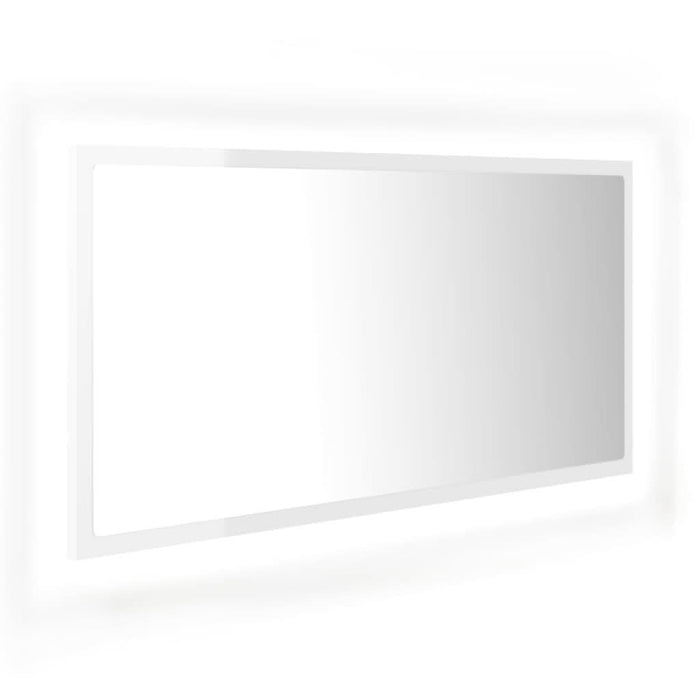 Oglindă de baie cu LED, alb extralucios, 90x8,5x37 cm, acril - WALTI WALTI