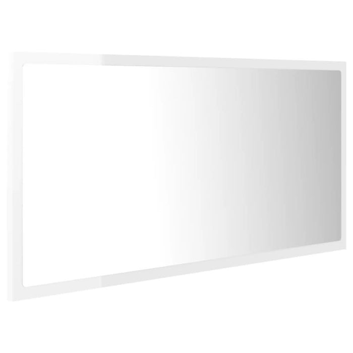 Oglindă de baie cu LED, alb extralucios, 90x8,5x37 cm, acril - WALTI WALTI